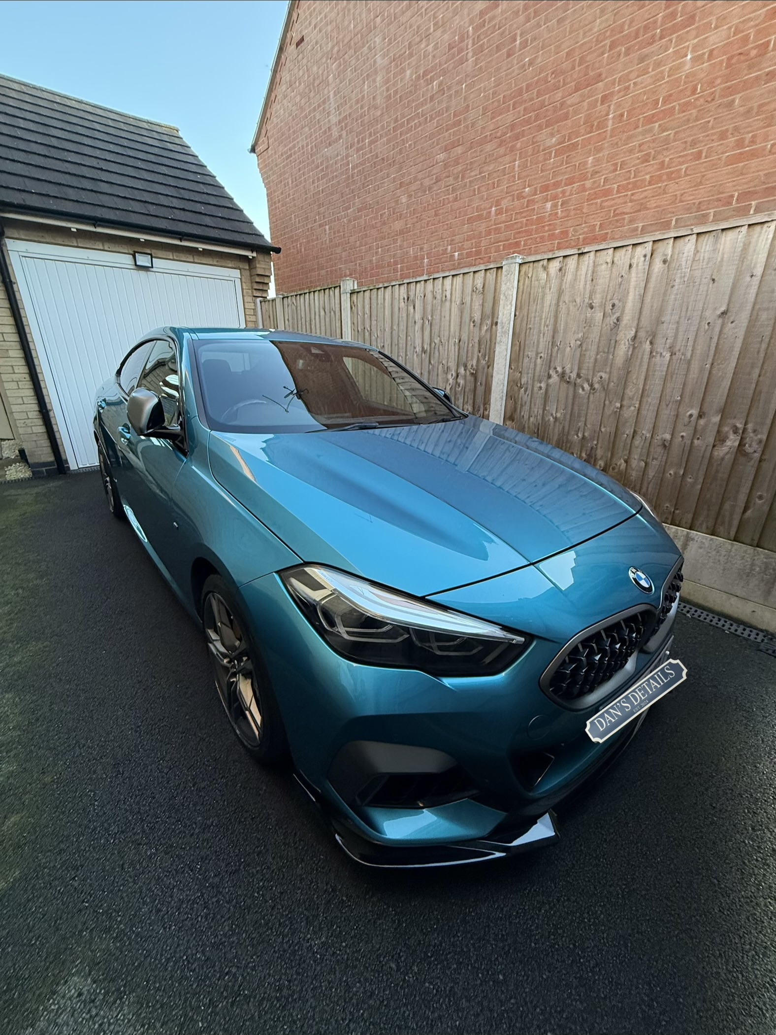 BMW 235i front three-quarter view after detailing